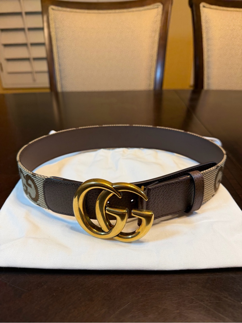 New Gucci GG Supreme Jumbo Logo Belt Brown Size 46 / 115 cm Fits Waist 42 - 46 - Picture 2 of 13